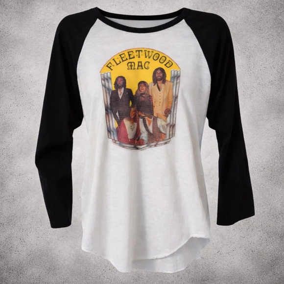 Tops - Vintage 1970s Fleetwood Mac Stevie Nicks Raglan Band Tee Rare Original
